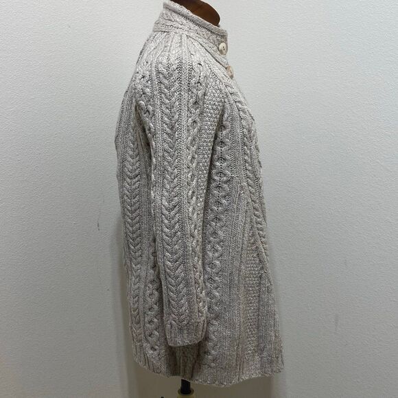 Chunky Irish Aran Sweater Market Hand Knit Women's Size Medium 100% Wool - Picture 4 of 9